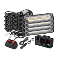 AUXITO 4 pièces, barre lumineuse LED blanche ambre, lampe de signalisation d'urgence pour véhicule, grille avant