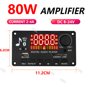 Amplificatore 80W per Decoder MP3 WMA WAV con Schermo in Plastica 8V-24V Chiamate Vivavoce USB TF FM Lettore Musicale per Auto - Product Image 5