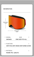 Lunettes de ski TWOOO SNOW02, monture TPU, verres PC, UV400, anti-buée, anti-vent, anti-neige, pour hommes et femmes, hiver, ski, snowboard, vente en gros directe