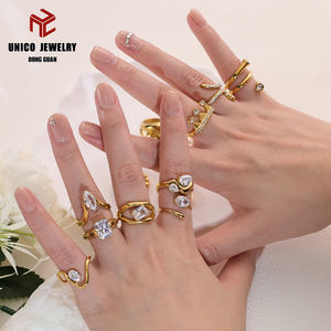 Модные ювелирные кольца из нержавеющей стали 316L с 18-каратным золотым покрытием, инкрустированные кубическим цирконием, обручальные кольца для женщин - Product Image 3