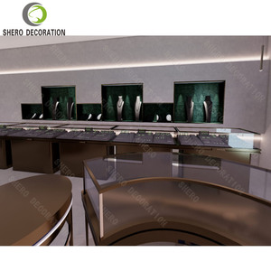 Vitrine d'exposition de bijoux moderne avec éclairage pour magasin, conception de magasin de bijoux en rendu 3D - Product Image 4