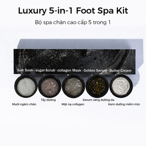 Kit de Spa para <span class=keywords><strong>Pies</strong></span> con Carbón Detox, Exfoliante de Azúcar, Mascarilla de Colágeno, Suero Dorado, <span class=keywords><strong>Crema</strong></span> Hidratante, 5 Pasos, Spa de Pedicura en una Caja - Product Image 2