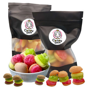 Vente en gros <span class=keywords><strong>Mini</strong></span> <span class=keywords><strong>Hamburger</strong></span> lyophilisé Bonbons gommeux Collations exotiques personnalisées avec saveur fruitée Certifié <span class=keywords><strong>halal</strong></span> directement de l'usine - Product Image 1