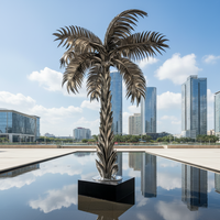 Sculptures d'arbres paysagers modernes en acier inoxydable poli de grande taille pour l'extérieur, cadeau artistique