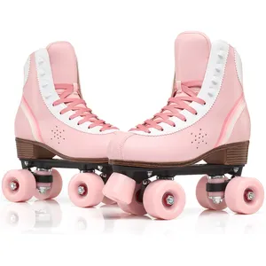 Patins à roulettes <span class=keywords><strong>quad</strong></span> pour adultes RS Professional de haute qualité en microfibre, patins à roulettes à quatre roues pour femmes, motif arc-en-ciel - Product Image 3