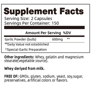Extracto de Planta de Ajo Premium, 300 Cápsulas, Apoyo a la Salud Cardiovascular para Adultos, Suplemento para la Salud Cardiovascular - Product Image 2
