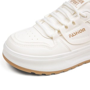 [Personnalisé] Chaussures décontractées épaisses à semelle souple et antidérapante pour femme, à bout rond et laçage frontal, style Joker blanc automne - Product Image 2