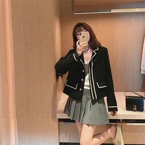 高品质女式花呢夹克休闲短款开衫纽扣时尚奢华优雅羊毛短款西装外套女式 - Product Image 5