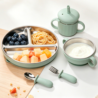 Assiette bébé à ventouse 3 compartiments, en acier inoxydable 304 sans BPA, avec revêtement en silicone de qualité alimentaire, personnalisable en gros