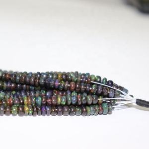 Cuentas de piedras preciosas de ópalo negro etíope Natural de 3mm-5mm cuentas de Rondelle lisas pulseras de cuentas de piedra semipreciosa del fabricante - Product Image 4