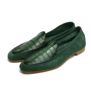 Suede/Nubuck Leather Splicing Crocodile print New Style Men Bespoke Shoes