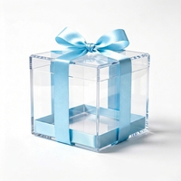 Boîte cadeau en acrylique transparente carrée, boîte de présentation transparente, boîte à bonbons et chocolats avec logo personnalisé pour baby shower, mariage