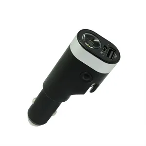 Multi-function 6 in 1 seat belt cutter Emergency Tool 12V - 24V USB Car Charger power bank with Led Torch alarm lamp