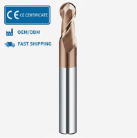 PULSTOOL Fraise à queue sphérique en carbure haute précision à 2 cannelures, angle de hélice 45°, revêtement TiCN, pour usinage CNC, acier pour moules OEM 55/60HRC