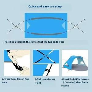 Açık kamp yaz için çift plaj çadırı güneşlik ile taşınabilir tek katmanlı su geçirmez kapı pencere 4 kişi barındırır - Product Image 4
