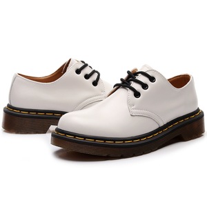 Botines de Moda para Mujer, de Cuero Genuino, Tacón Grueso, Punta Redonda, Tallas Grandes, Suela Gruesa, Zapatos para Caminar, para Oficina y Universidad - Product Image 1