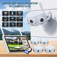 Anxinshi 4CH WiFi Fisheye 180 °   Sistema de Cámaras CCTV con Detección Humana por IA, Visión Nocturna a Color IR y Pantalla para Seguridad del Hogar