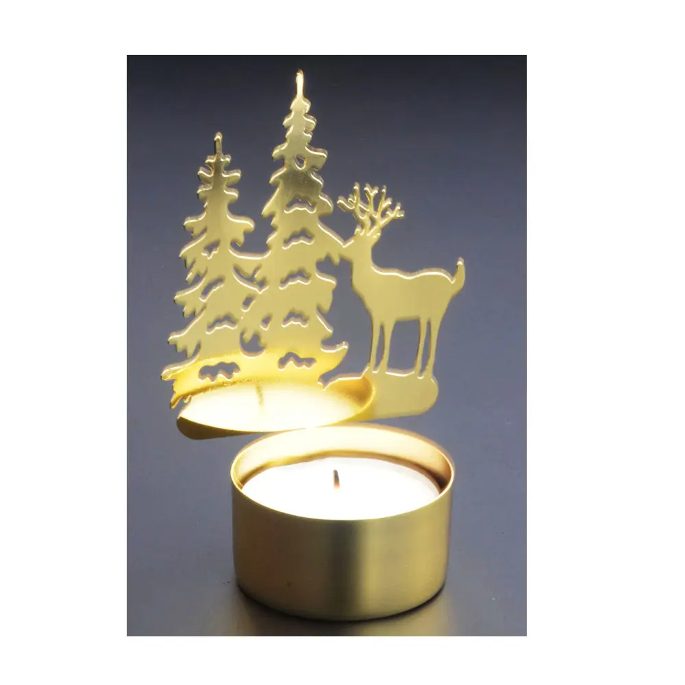 Castiçal de metal personalizado e suporte de velas votivo, castiçal e rena de natal para decoração de casa
