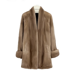 Cappotto Invernale da Donna in Pelliccia <span class=keywords><strong>di</strong></span> <span class=keywords><strong>Visone</strong></span> Importata, Casual, in Velluto, Colore Naturale Pastello, Colore Caffè - Product Image 5