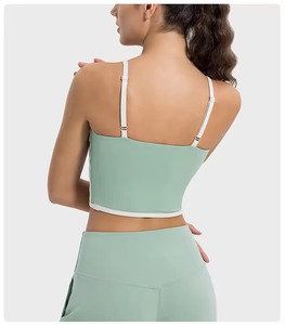 Soutien-gorge de sport pour femme à fines bretelles spaghetti, color-block personnalisé en usine, pour la course, la gym, le fitness et le yoga - Product Image 1
