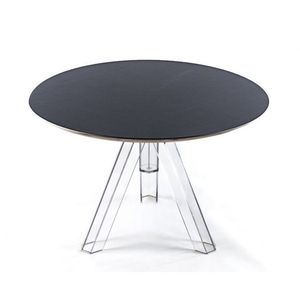 Ometto Design Mesa de policarbonato redonda transparente Tapa negra ensamblada para comedor Tamaños 90/120/107 cm de diámetro Modelo OMT100ENN2 - Product Image 2