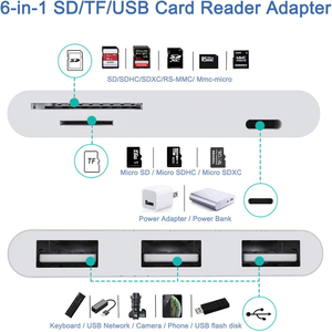 Adaptateur de caméra USB pour iPhone, kits de connexion de caméra USB OTG avec lecteur de carte SD TF et adaptateur de charge pour iPhone 14 - Product Image 2
