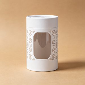 Boîte cylindrique en carton haute résistance avec fenêtre transparente, logo personnalisé, pour emballage commercial de grains de café - Product Image 5