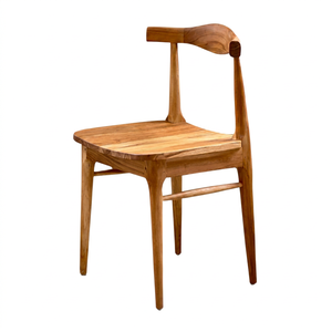 Chaise de salle à manger ergonomique en teck massif, dossier incurvé, design moderne pour la maison, le restaurant, l'hôtel, meubles de salle à manger - Product Image 1