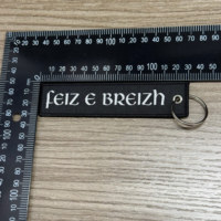 Kustom Double Side bordir gantungan kunci kain tenun huruf Tag kunci/Label bagasi/pesawat Tag untuk promosi & carabiner