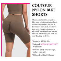 Short Cycliste Taille Haute 4 Pouces Personnalisé en Nylon Ultra Doux pour Femme, Pantalon de Yoga de Course et d'Entraînement