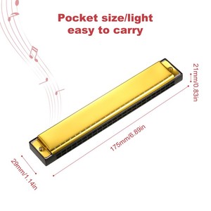 Armónica Arpa profesional Armonica Key of C 24 Hole Polyphony Diatonic Boca Órgano con estuche para Blues Folk Jazz Pop para música - Product Image 5