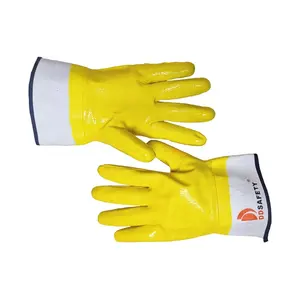 Fuel Oil Hauler Glove Fully Coated Nitrile,Abrasion Resistant One Size Fits All, Orange/White