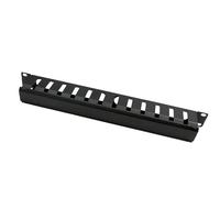 1U 19 "12 Slot 24 Port pengatur kabel baja penutup manajemen kabel untuk Server rak kabinet aksesori kabel hitam-