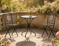 Ensemble bistrot mosaïque d'extérieur, 2 chaises, 1 table, mobilier de patio pliable