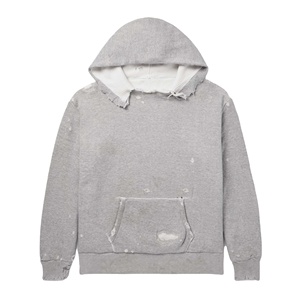 <span class=keywords><strong>Felpa</strong></span> con <span class=keywords><strong>cappuccio</strong></span> in tinta unita con bordi sfrangiati alla moda Pullover grigio spugna francese da <span class=keywords><strong>uomo</strong></span> 100% - Product Image 1