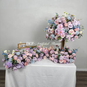 Composition florale artificielle réaliste en gros, faite à la main en soie, centre de table moderne pour mariage, boule de fleurs colorée - Product Image 1