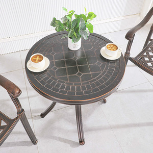 <span class=keywords><strong>Set</strong></span> da Pranzo da 3 Pezzi in Alluminio Pressofuso, per Balcone, Giardino, Esterno, Caffè, Patio, con <span class=keywords><strong>2</strong></span> <span class=keywords><strong>Sedie</strong></span> <span class=keywords><strong>e</strong></span> Tavolo Rotondo in Metallo - Product Image 6