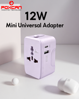 Adaptador de Viaje Universal Mini FOXCAN (USB-C/USB-A) PD 12W, Cargador de Pared Todo en Uno para EE. UU./UE/Reino Unido/Australia, Ideal para Viajar