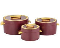 Conteneur de conservation alimentaire 1L 2L 3.5L avec couvercle verrouillable, doubles poignées, doublure en acier inoxydable, finition mate, ensemble de 3 casseroles modernes pour la table