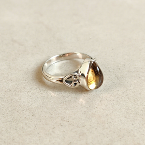 Bague de luxe en citrine naturelle en forme de poire, en argent sterling 925, faite à la main, vintage, bijoux jaunes pour mariage, vente en gros - Product Image 4