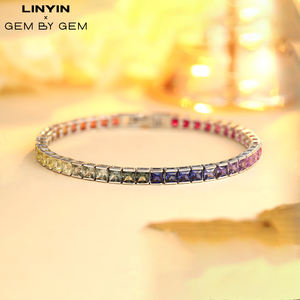 Luxury Women's Tennis <b>Bracelet</b> with Square 5mm Zircon Stone Chain Trendy Square Zircon Tennis <b>Bracelet</b> - Product Image 4