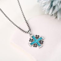 Croisé Jérusalem Croix Collier En Argent Sterling Turquoise Croix Pendentif Religieux Croix Bijoux