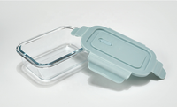 Boîte à lunch bento pour enfants avec couvercle en plastique, récipient alimentaire en verre anti-fuite sans BPA pour la préparation des repas, conservation de la fraîcheur, 1-3L