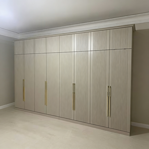 Système de garde-robe modulaire personnalisable, garde-robe en bois à portes à lattes verticales, style minimaliste moderne, meubles de chambre à coucher - Product Image 6