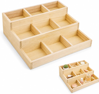 Boîte de rangement à bijoux en bois avec plateau à bijoux en bois à 9 compartiments pour boucles d'oreilles, plateau de présentation de bijoux en bois