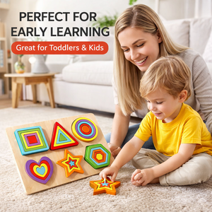 Puzzle Geometrico Colorato Giocattoli Educativi Montessori in Legno per Bambini Giocattoli Sensoriali STEM per l'Educazione Precoce - Product Image 4