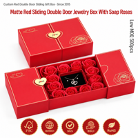 Boîte à bijoux de luxe personnalisée rouge à double porte avec fermeture magnétique en forme de cœur pour la Saint-Valentin, marché américain