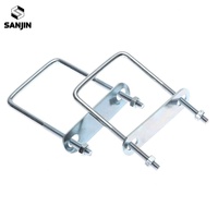 Nouvelle pince carrée en fer zingué avec déflecteur, boulon en U à angle droit, collier de serrage en U pour tuyau, vis M6