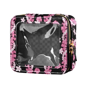 Luxury Custom Puakenikeni Pink Lei Print Cosmetic <b>Box</b> Travel Organizer Portable <b>Makeup</b> <b>Storage</b> Bags Small Cosmetic Case - Product Image 2