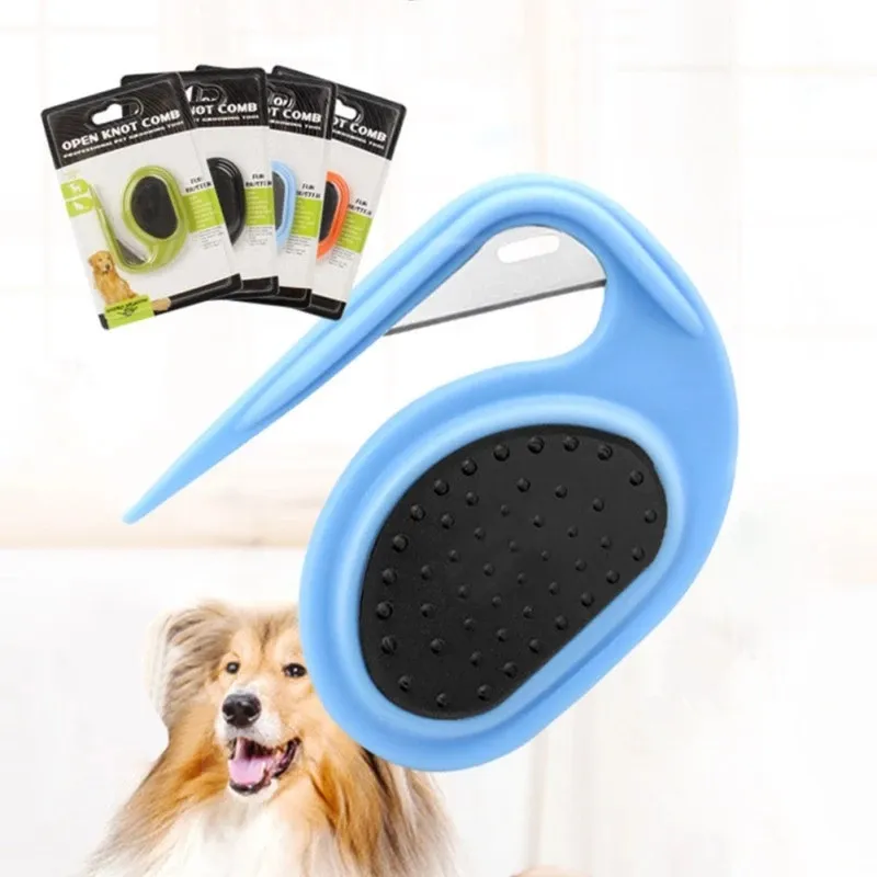 Pente de nó aberto para cachorros, dispositivo de escova para remoção de pelos especial para animais de estimação, pente para cachorros e gatos